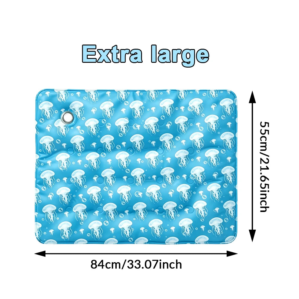 1pc Pet Cooling Mat for Dogs Cats, Jellyfish Print Summer Cooling Pad, Non-Toxic Gel Cool Bed Mat for Indoor & Outdoor Use