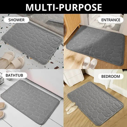 anti slip bath mat embossed pebble texture soft microfiber surface
