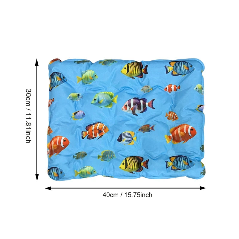 1pc Pet Cooling Mat for Dogs Cats, Jellyfish Print Summer Cooling Pad, Non-Toxic Gel Cool Bed Mat for Indoor & Outdoor Use