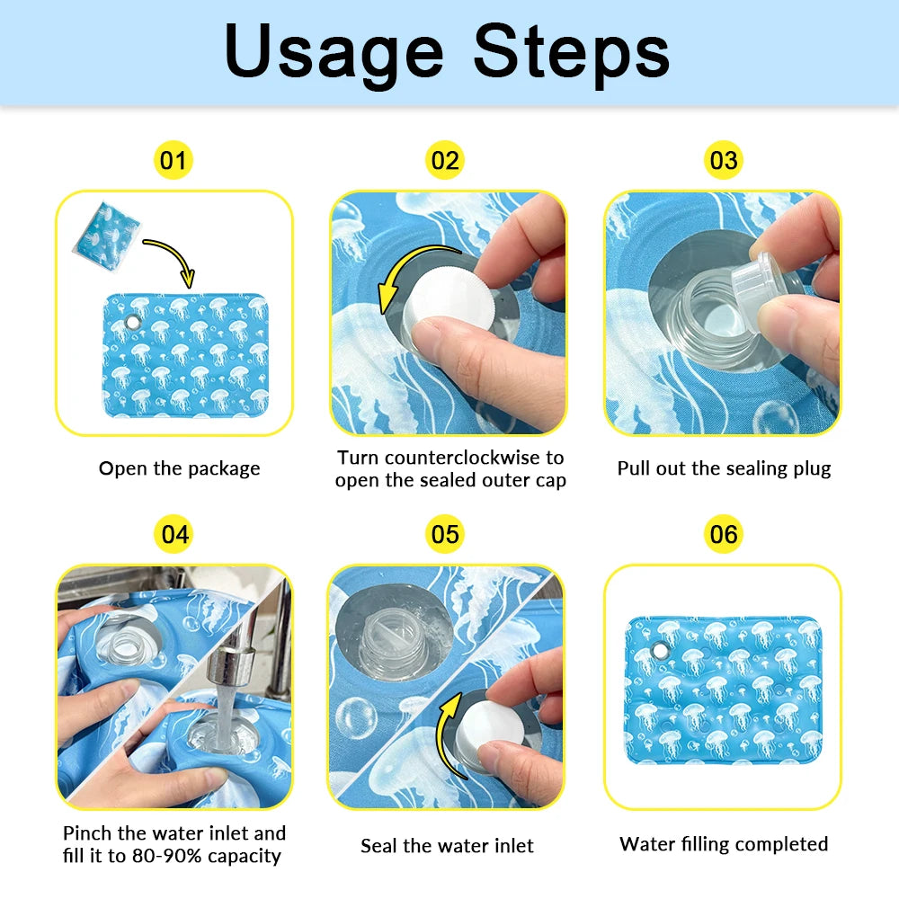 1pc Pet Cooling Mat for Dogs Cats, Jellyfish Print Summer Cooling Pad, Non-Toxic Gel Cool Bed Mat for Indoor & Outdoor Use