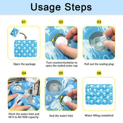 1pc Pet Cooling Mat for Dogs Cats, Jellyfish Print Summer Cooling Pad, Non-Toxic Gel Cool Bed Mat for Indoor & Outdoor Use