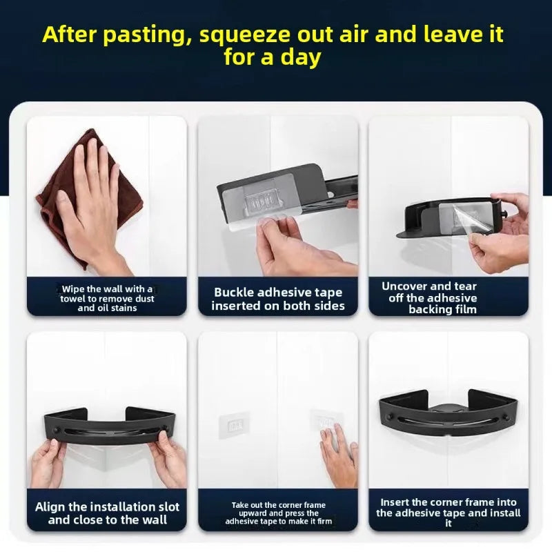 Durable adhesive shower shelf 