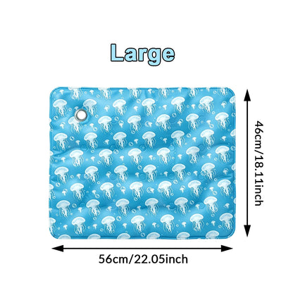 1pc Pet Cooling Mat for Dogs Cats, Jellyfish Print Summer Cooling Pad, Non-Toxic Gel Cool Bed Mat for Indoor & Outdoor Use