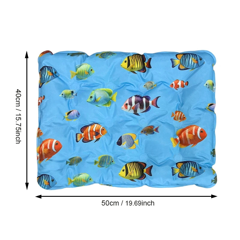1pc Pet Cooling Mat for Dogs Cats, Jellyfish Print Summer Cooling Pad, Non-Toxic Gel Cool Bed Mat for Indoor & Outdoor Use