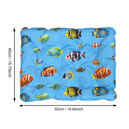 1pc Pet Cooling Mat for Dogs Cats, Jellyfish Print Summer Cooling Pad, Non-Toxic Gel Cool Bed Mat for Indoor & Outdoor Use