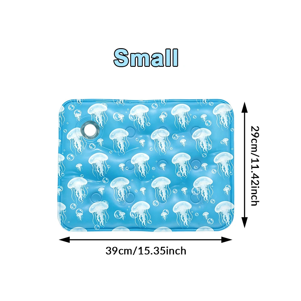 1pc Pet Cooling Mat for Dogs Cats, Jellyfish Print Summer Cooling Pad, Non-Toxic Gel Cool Bed Mat for Indoor & Outdoor Use