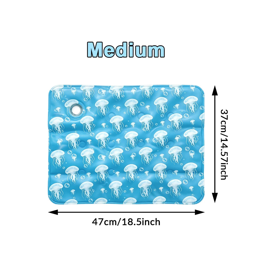 1pc Pet Cooling Mat for Dogs Cats, Jellyfish Print Summer Cooling Pad, Non-Toxic Gel Cool Bed Mat for Indoor & Outdoor Use