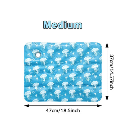 1pc Pet Cooling Mat for Dogs Cats, Jellyfish Print Summer Cooling Pad, Non-Toxic Gel Cool Bed Mat for Indoor & Outdoor Use