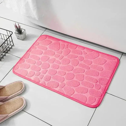anti slip bath mat with strong grip backing on smooth tile floor