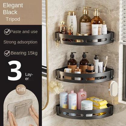 Adhesive shower shelf multi purpose organizer for kitchen and bathroom use