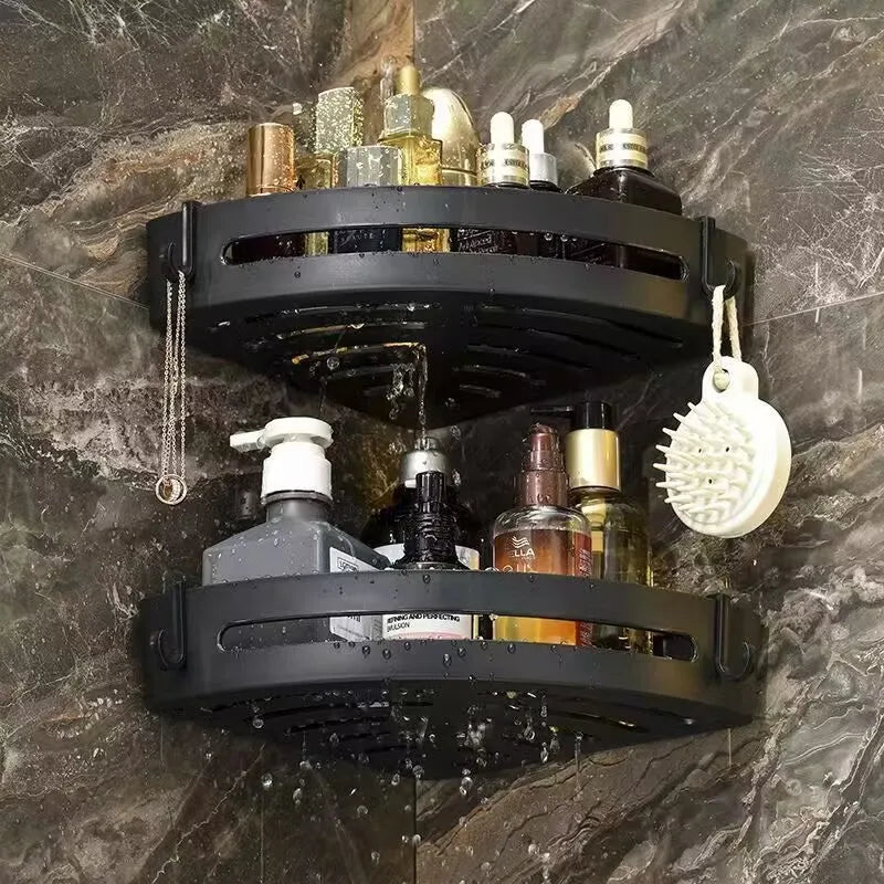 No drill adhesive shower shelf strong wall mount installation design