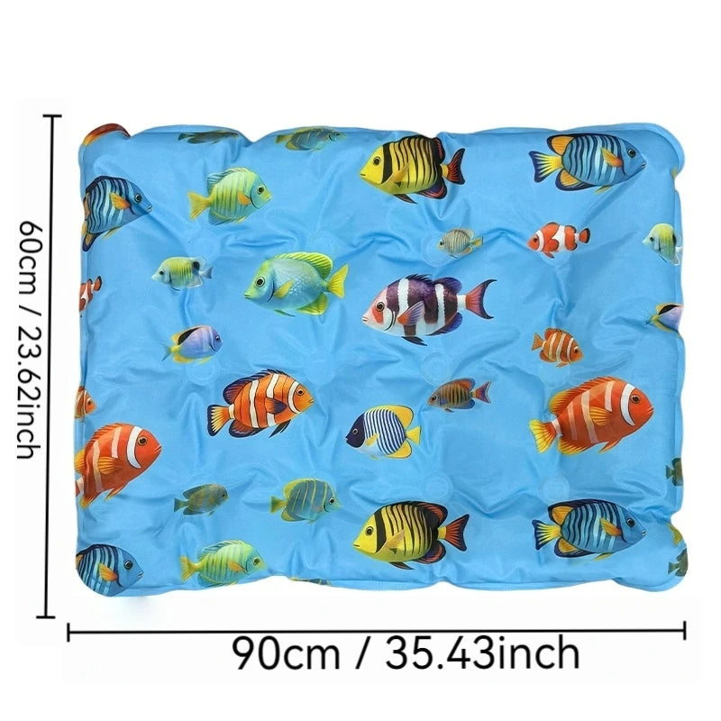 1pc Pet Cooling Mat for Dogs Cats, Jellyfish Print Summer Cooling Pad, Non-Toxic Gel Cool Bed Mat for Indoor & Outdoor Use