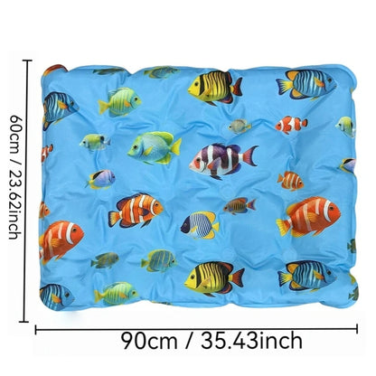 1pc Pet Cooling Mat for Dogs Cats, Jellyfish Print Summer Cooling Pad, Non-Toxic Gel Cool Bed Mat for Indoor & Outdoor Use