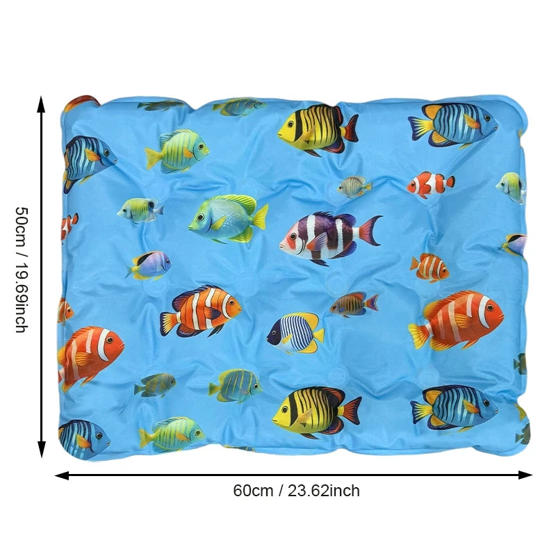 1pc Pet Cooling Mat for Dogs Cats, Jellyfish Print Summer Cooling Pad, Non-Toxic Gel Cool Bed Mat for Indoor & Outdoor Use