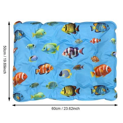 1pc Pet Cooling Mat for Dogs Cats, Jellyfish Print Summer Cooling Pad, Non-Toxic Gel Cool Bed Mat for Indoor & Outdoor Use