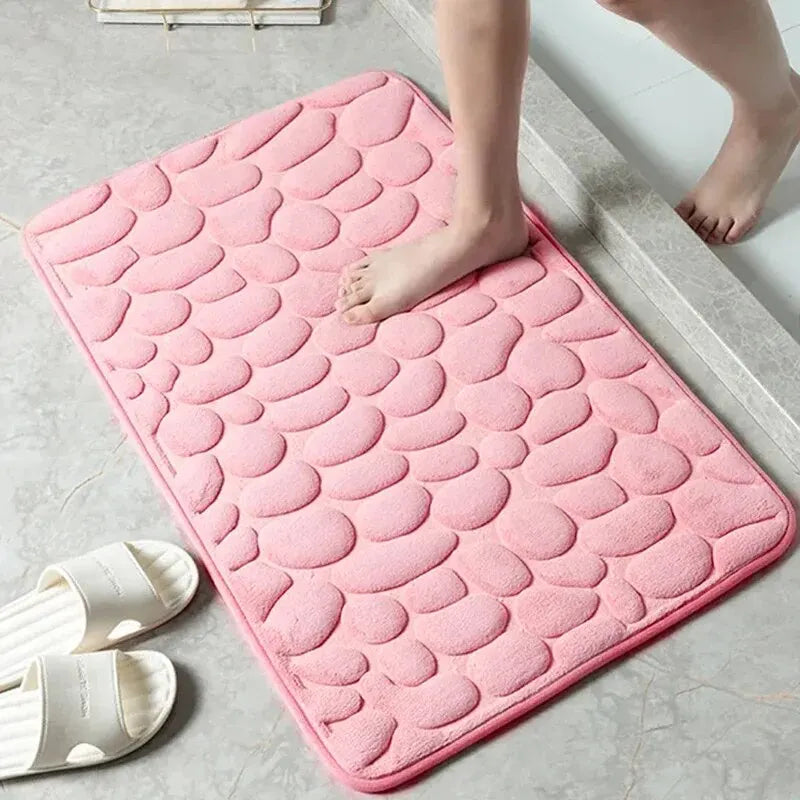 anti slip bath mat soft microfiber pebble texture bathroom rug