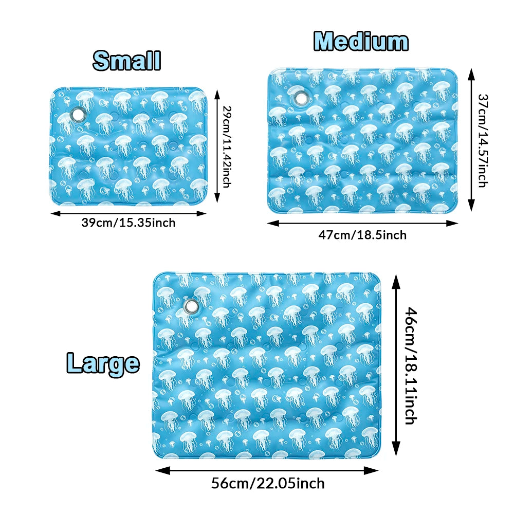 1pc Pet Cooling Mat for Dogs Cats, Jellyfish Print Summer Cooling Pad, Non-Toxic Gel Cool Bed Mat for Indoor & Outdoor Use