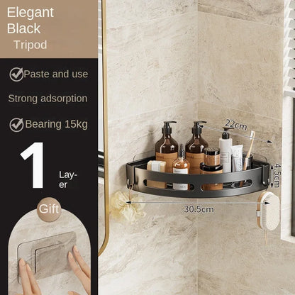 Adhesive shower shelf set for bathroom wall organizer storage solution