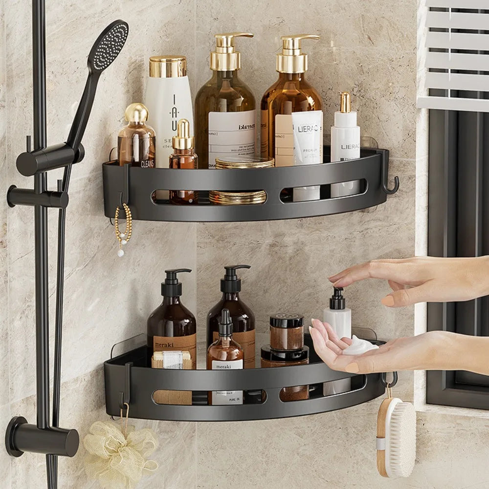 Adhesive shower shelf no drill waterproof bathroom organizer